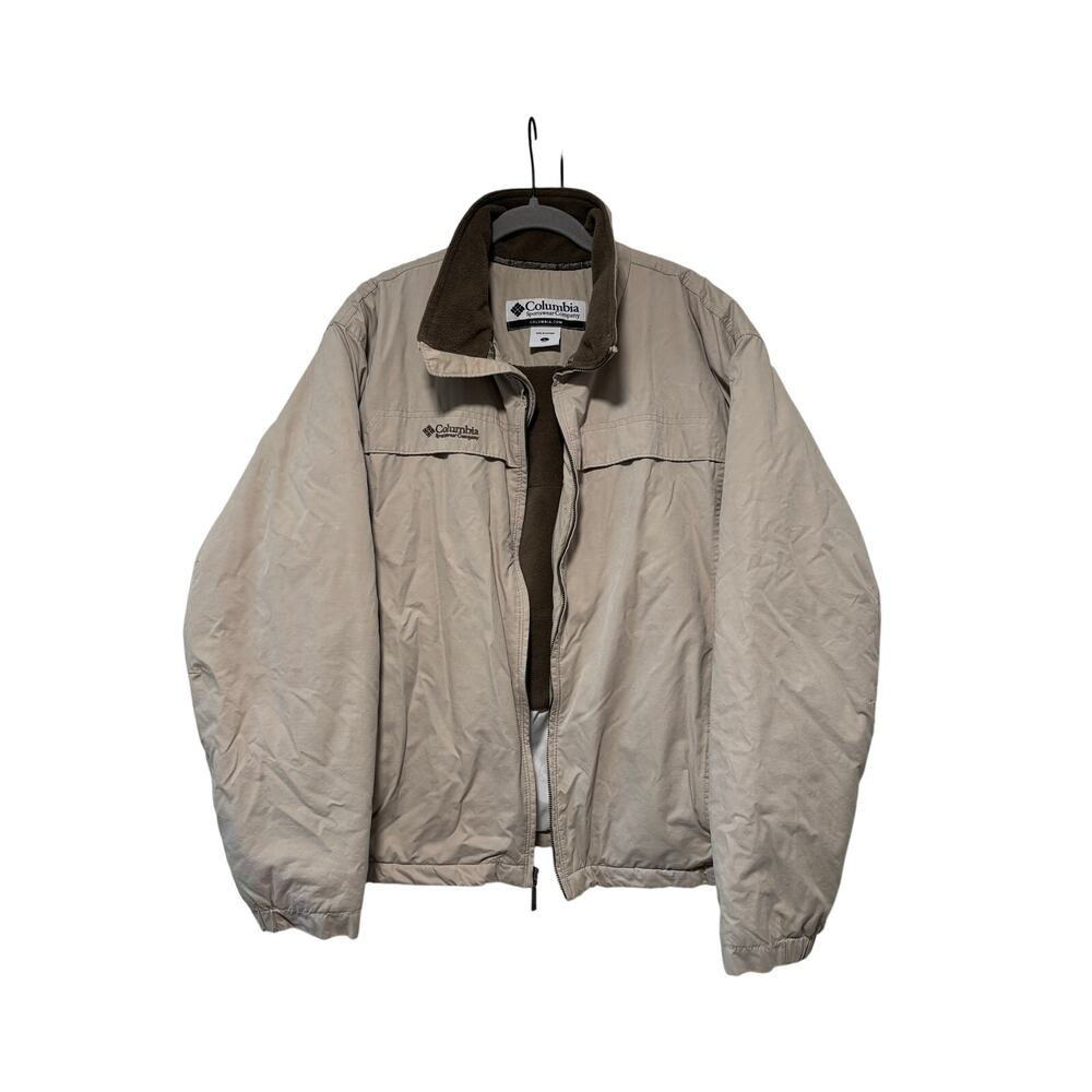 Columbia Men’s L Fleece Lined Jacket Beige Full Zip Outdoor Coat Winter Large - Picture 2 of 10